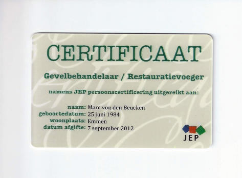 certificaat-de-beuck-gevelrestauratie_gevelbehandelaar-restauratievoeger-Marc-von-den-Beucken-EVC